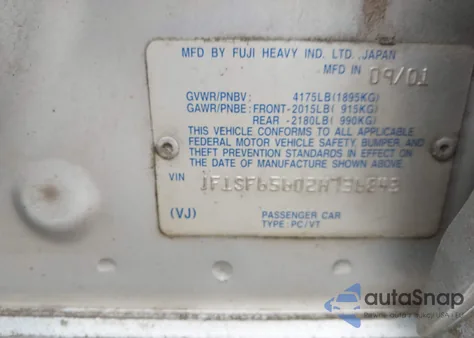 2002 Subaru Forester S из США, поврежденный, VIN JF1SF65602H736843